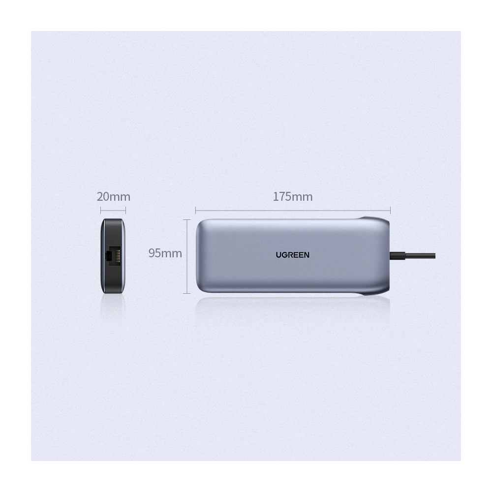 Hurtownia GSM - Hub UGREEN CM274 9v1 USB-C - HDMI/DP/VGA/2xUSB/RJ45/Ethernet/čtečka karet SD, TF/USB-C PD 100W šedý - UGR1413 - {ean13} - Hurt
