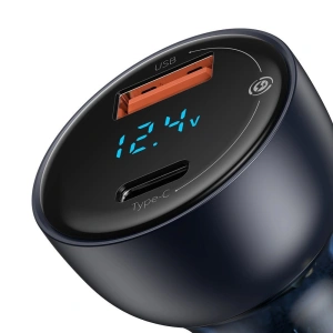 Hurtownia GSM - Autós töltő Baseus USB/USB-C 65W 5A SCP QC 4.0+ PD 3.0 LCD kijelzővel + USB-C/USB-C kábel szürke - BSU3585 - {ean13} - Hurt