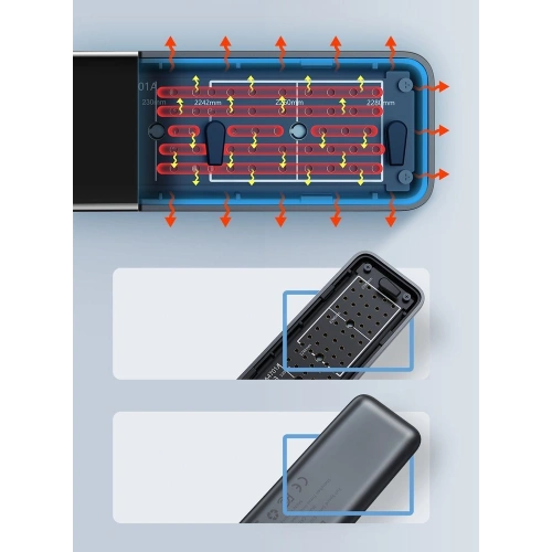 Obudowa SSD M.2 SATA Baseus USB 3.2 Gen 2 M/M+B key + kabel USB-C szary