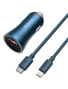 Hurtownia GSM - Autós töltő Baseus Golden Contactor Pro USB-C/USB 40W PD 3.0 QC 4.0+ SCP FCP AFC + kék USB-C/Lightning kábel - BSU3587 - {ean13} - Hurt