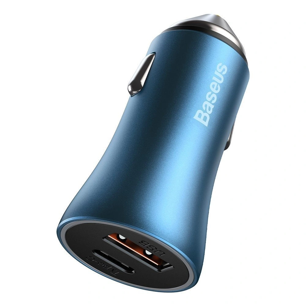 Wholesale Baseus Golden Contactor Pro Car Charger USB-C/USB 40W PD 3.0 QC 4.0+ SCP FCP AFC + USB-C/Lightning cable blue - BSU3587 - {ean13} - Hurt