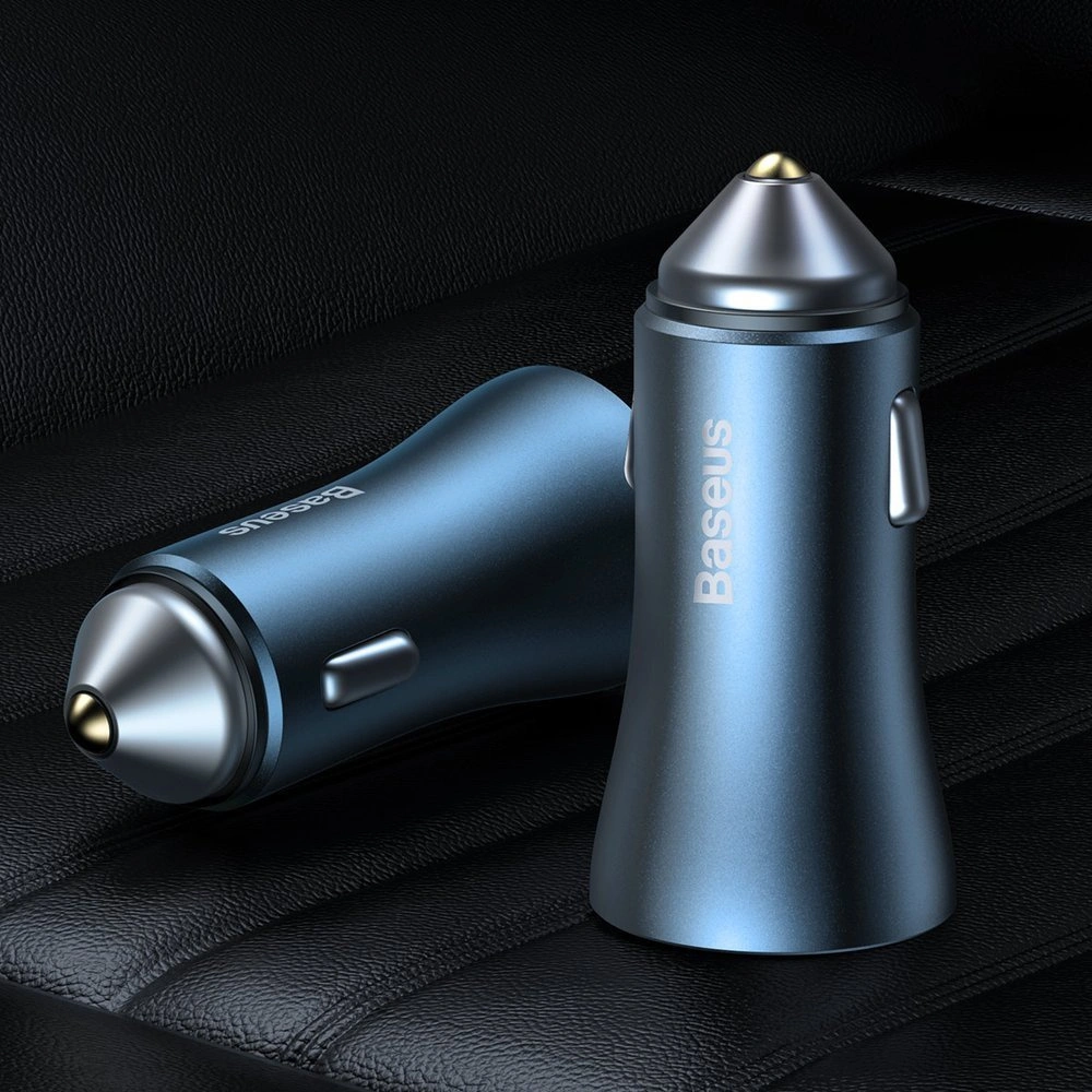 Wholesale Baseus Golden Contactor Pro Car Charger USB-C/USB 40W PD 3.0 QC 4.0+ SCP FCP AFC + USB-C/Lightning cable blue - BSU3587 - {ean13} - Hurt