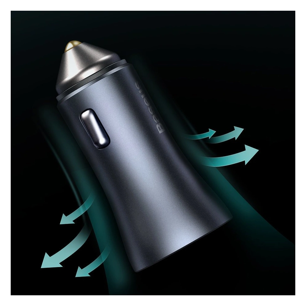 Wholesale Baseus Golden Contactor Pro Car Charger USB-C/USB 40W PD 3.0 QC 4.0+ SCP FCP AFC + USB-C/Lightning cable blue - BSU3587 - {ean13} - Hurt