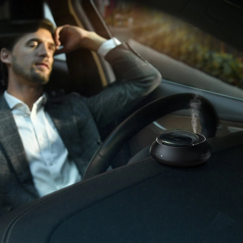 Samochodowy odświeżacz powietrza Baseus + 2 wkłady (Frezja + Bazylia z mandarynką) + kabel USB-C 1m czarny