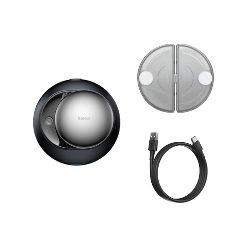 Samochodowy odświeżacz powietrza Baseus + 2 wkłady (Frezja + Bazylia z mandarynką) + kabel USB-C 1m czarny