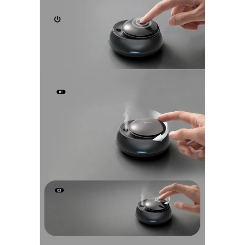 Samochodowy odświeżacz powietrza Baseus + 2 wkłady (Frezja + Bazylia z mandarynką) + kabel USB-C 1m czarny