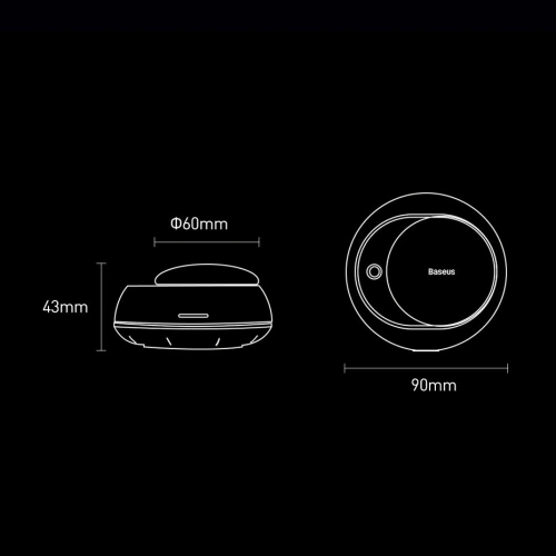 Samochodowy odświeżacz powietrza Baseus + 2 wkłady (Frezja + Bazylia z mandarynką) + kabel USB-C 1m czarny