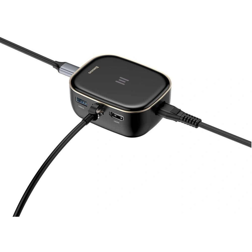 Hurtownia GSM - Hub Baseus 6in1 USB-C/čtečka paměťových karet/externí síťová karta/USB 3.0/RJ45/HDMI/SD/micro SD PD 60W bílý - BSU3591 - {ean13} - Hurt