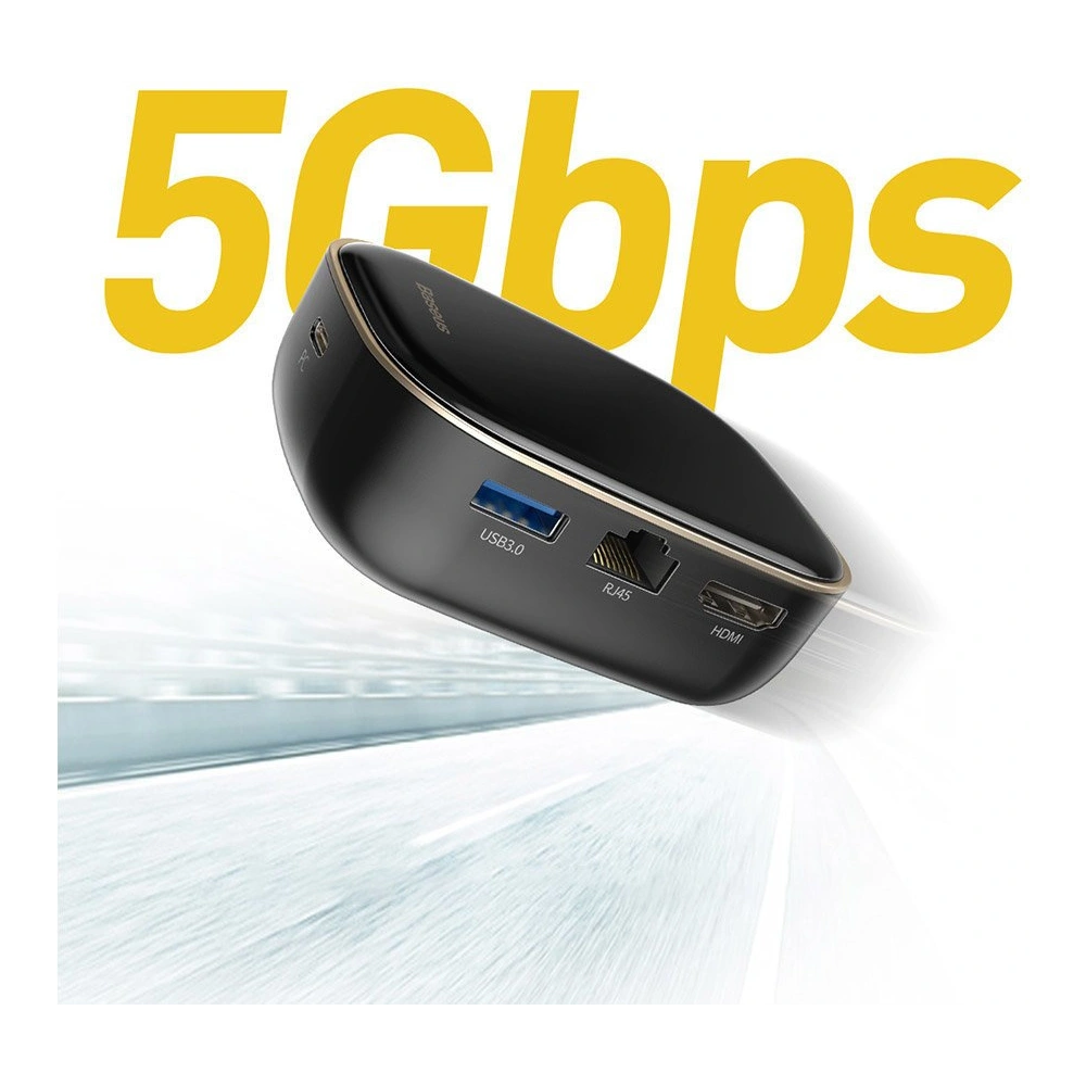Hurtownia GSM - Hub Baseus 6in1 USB-C/čtečka paměťových karet/externí síťová karta/USB 3.0/RJ45/HDMI/SD/micro SD PD 60W bílý - BSU3591 - {ean13} - Hurt