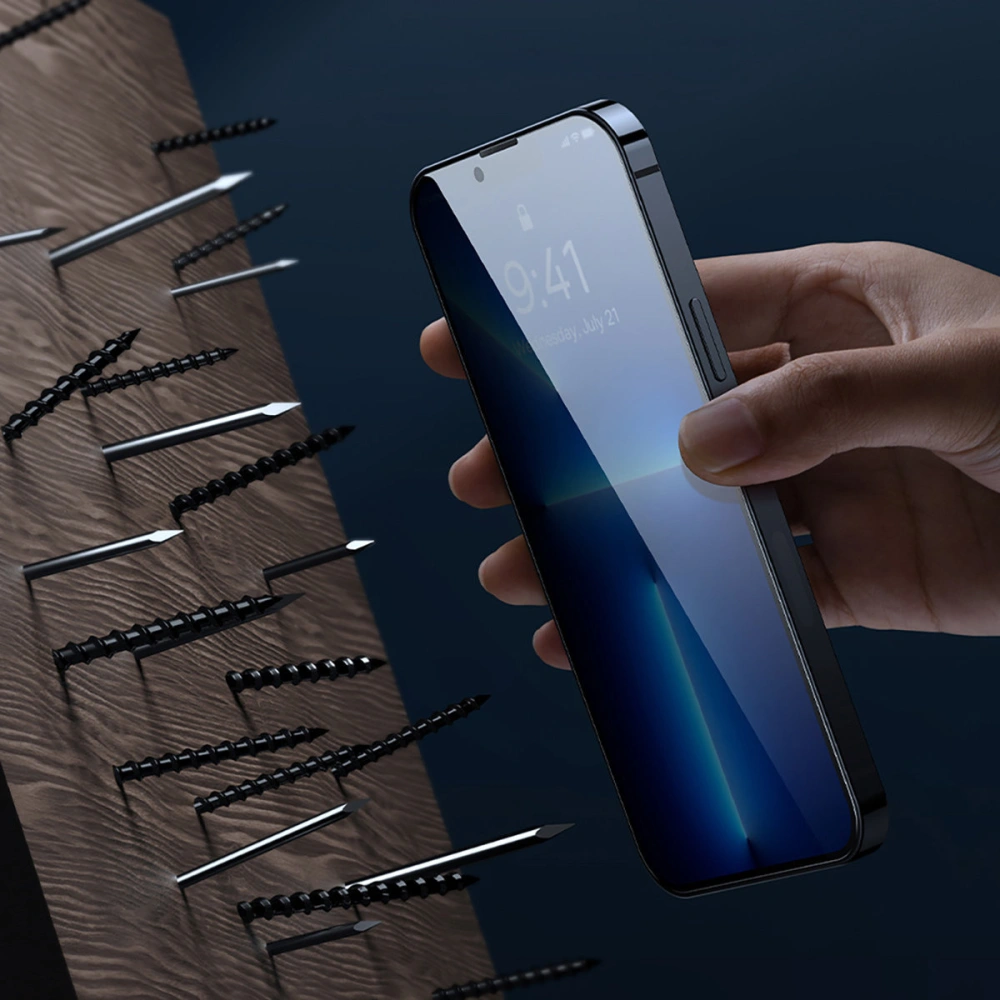 Wholesale Baseus Anti Spy Glass Apple iPhone 12 Pro Max Privacy with a cover for the loudspeaker + positioner (case friendly) - BSU3592 - {ean13} - Hurt