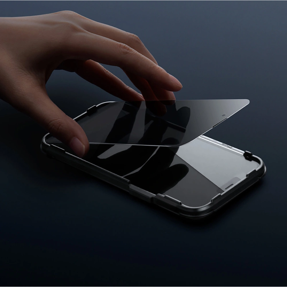 Wholesale Baseus Anti Spy Glass Apple iPhone 12 Pro Max Privacy with a cover for the loudspeaker + positioner (case friendly) - BSU3592 - {ean13} - Hurt