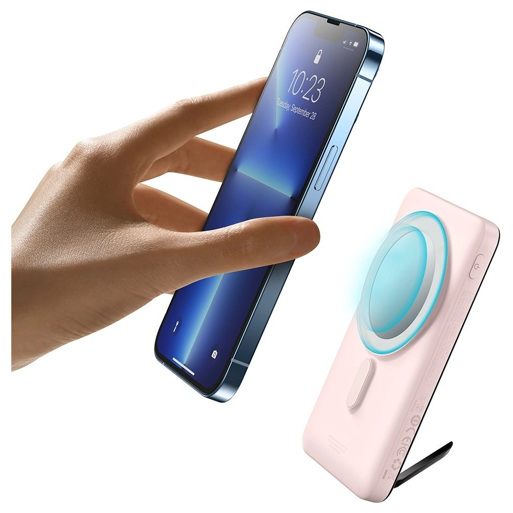 Hurtownia GSM - Powerbank Baseus Magnetic Halterung Wireless Charge MagSafe 10000mAh 20W rosa + USB-C Kabel Baseus Xiaobai Serie 60W 0,5m - BSU3595 - {ean13} - Hurt