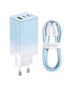 Hurtownia GSM - Încărcătorul de rețea GaN Baseus 2xUSB-C/USB 65W QC PD albastru + cablu USB-C 100W 1m albastru - BSU3598 - {ean13} - Hurt