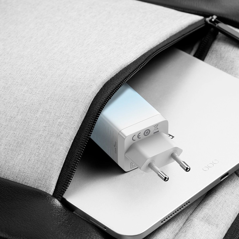 Hurtownia GSM - Síťová nabíječka GaN Baseus 2xUSB-C/USB 65W QC PD modrá + kabel USB-C 100W 1m modrý - BSU3598 - {ean13} - Hurt