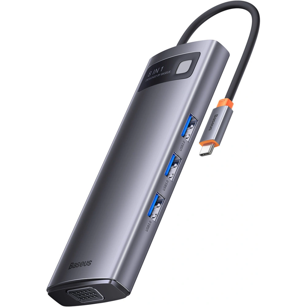 Hurtownia GSM - Hub Baseus Metal Gleam Series 8in1 USB-C - HDMI/3xUSB 3.2 Gen. 1/Power Delivery/SD-Kartenleser/TF-Kartenleser/VGA grau - BSU3599 - {ean13} - Hurt