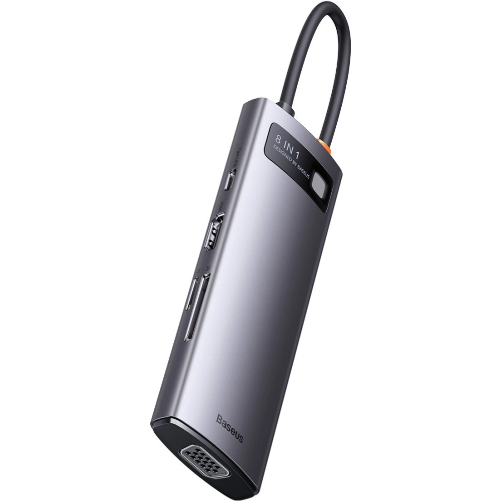 Wholesale Baseus Metal Gleam Series 8in1 HUB Docking Station USB-C - HDMI/3x USB 3.2 Gen.1/Power Delivery/SD card reader/TF card reader/VGA gray - BSU3599 - {ean13} - Hurt