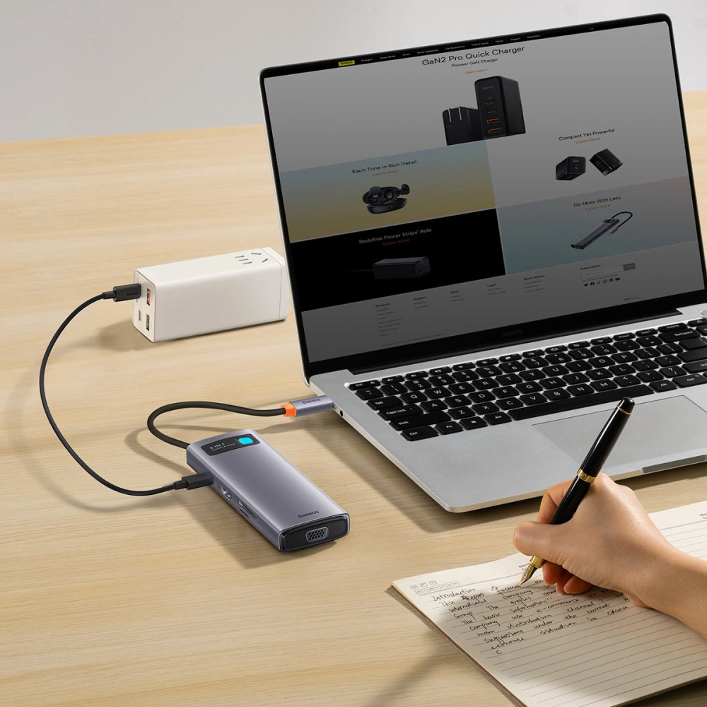 Wholesale Baseus Metal Gleam Series 8in1 HUB Docking Station USB-C - HDMI/3x USB 3.2 Gen.1/Power Delivery/SD card reader/TF card reader/VGA gray - BSU3599 - {ean13} - Hurt