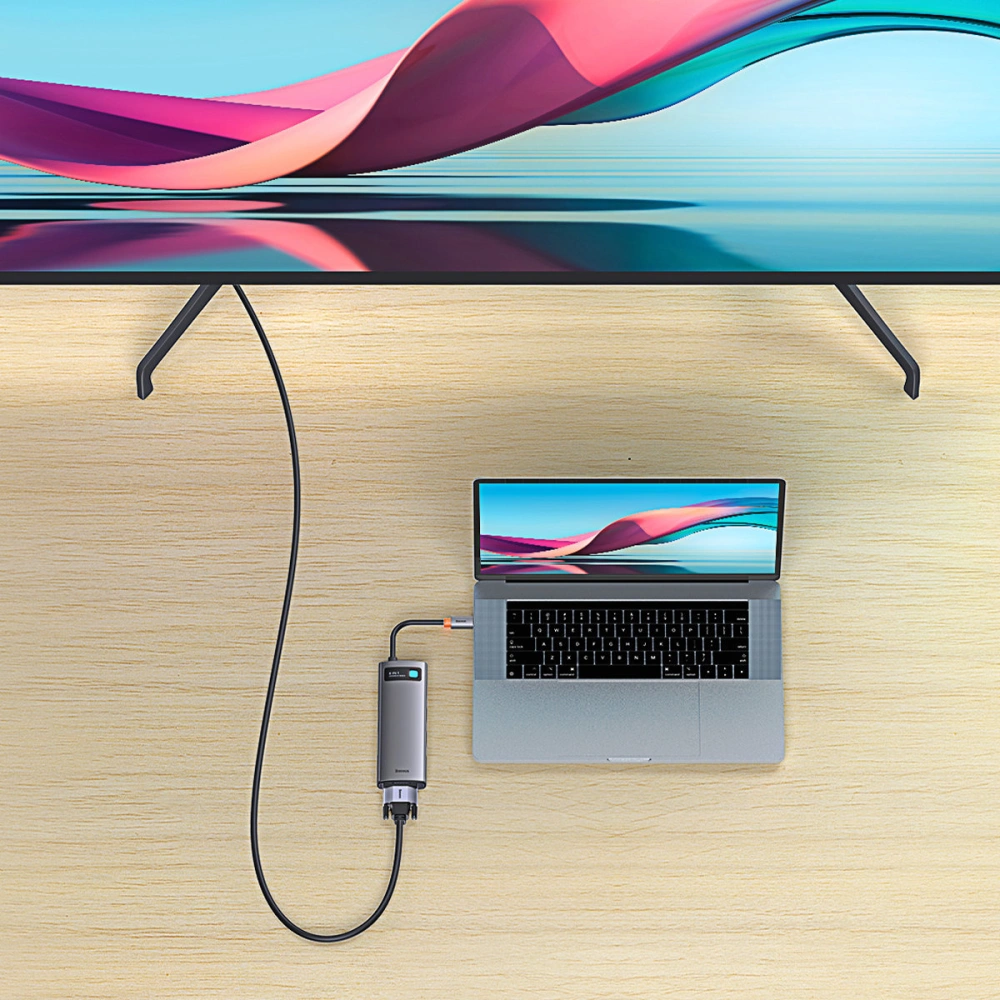 Wholesale Baseus Metal Gleam Series 8in1 HUB Docking Station USB-C - HDMI/3x USB 3.2 Gen.1/Power Delivery/SD card reader/TF card reader/VGA gray - BSU3599 - {ean13} - Hurt