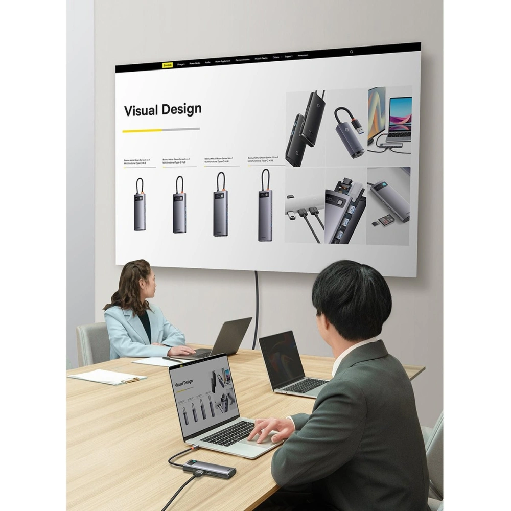 Wholesale Baseus Metal Gleam Series 8in1 HUB Docking Station USB-C - HDMI/3x USB 3.2 Gen.1/Power Delivery/SD card reader/TF card reader/VGA gray - BSU3599 - {ean13} - Hurt