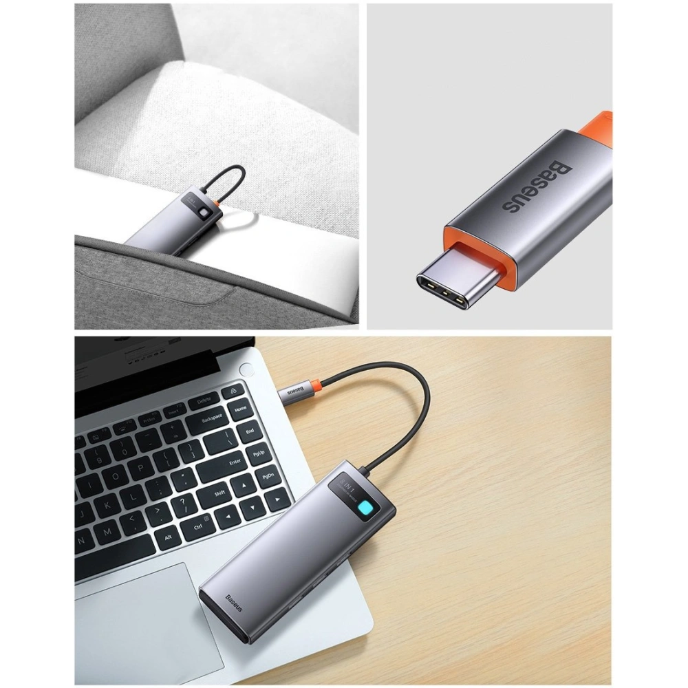 Wholesale Baseus Metal Gleam Series 8in1 HUB Docking Station USB-C - HDMI/3x USB 3.2 Gen.1/Power Delivery/SD card reader/TF card reader/VGA gray - BSU3599 - {ean13} - Hurt