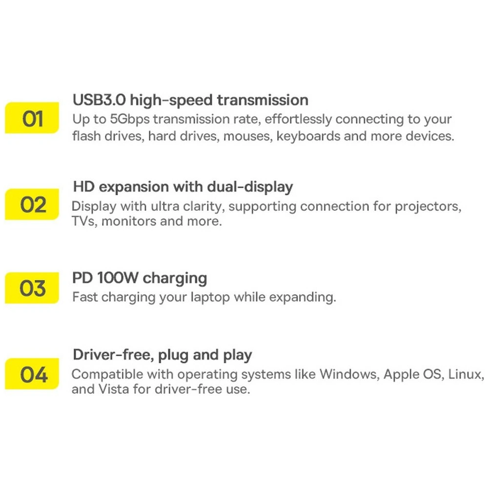 Wholesale Baseus Metal Gleam Series 8in1 HUB Docking Station USB-C - HDMI/3x USB 3.2 Gen.1/Power Delivery/SD card reader/TF card reader/VGA gray - BSU3599 - {ean13} - Hurt