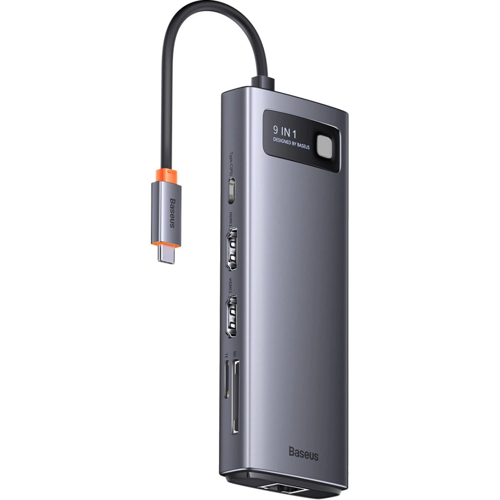 Hurtownia GSM - Hub Baseus Metal Gleam Series 9in1 USB-C - 2xHDMI/2xUSB 3.2 Gen. 1/USB 2.0/Power Delivery/SD-Kartenleser/TF-Kartenleser/RJ-45 grau - BSU3600 - {ean13} - Hurt