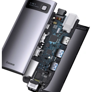 Hurtownia GSM - Hub Baseus Metal Gleam Series 9in1 USB-C - 2xHDMI/2xUSB 3.2 Gen. 1/USB 2.0/Power Delivery/SD kártyaolvasó/TF kártyaolvasó/RJ-45 szürke - BSU3600 - {ean13} - Hurt