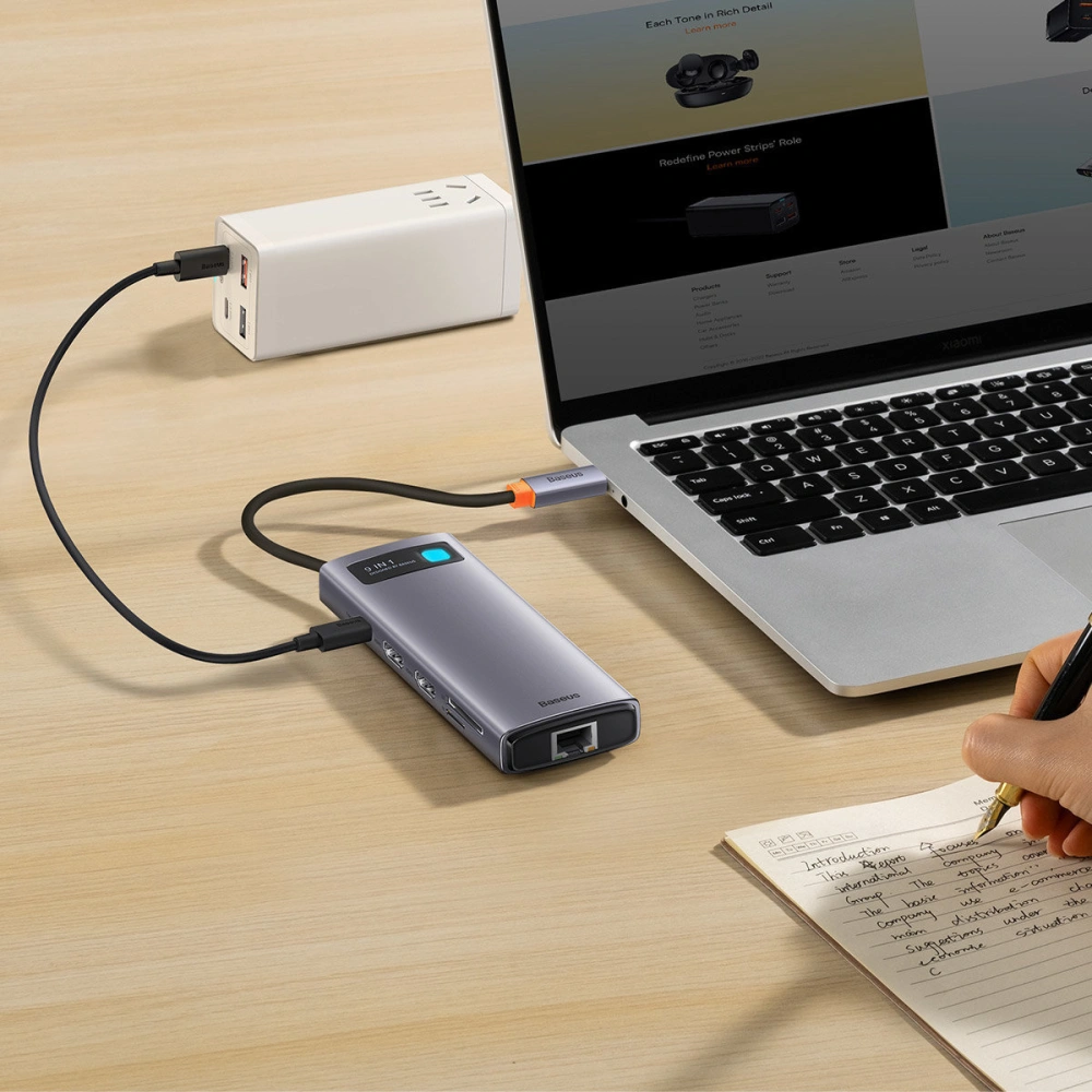 Hurtownia GSM - Hub Baseus Metal Gleam Series 9in1 USB-C - 2xHDMI/2xUSB 3.2 Gen. 1/USB 2.0/Power Delivery/SD-Kartenleser/TF-Kartenleser/RJ-45 grau - BSU3600 - {ean13} - Hurt