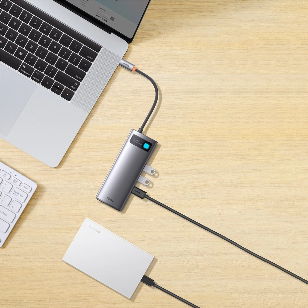 Hurtownia GSM - Hub Baseus Metal Gleam Series 9in1 USB-C - 2xHDMI/2xUSB 3.2 Gen. 1/USB 2.0/Power Delivery/SD-Kartenleser/TF-Kartenleser/RJ-45 grau - BSU3600 - {ean13} - Hurt