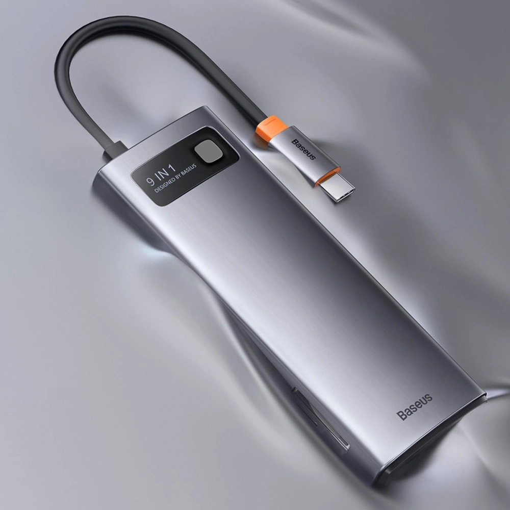 Hurtownia GSM - Hub Baseus Metal Gleam Series 9in1 USB-C - 2xHDMI/2xUSB 3.2 Gen. 1/USB 2.0/Power Delivery/SD-Kartenleser/TF-Kartenleser/RJ-45 grau - BSU3600 - {ean13} - Hurt