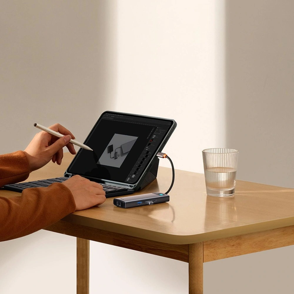 Hurtownia GSM - Hub Baseus Metal Gleam Series 9in1 USB-C - 2xHDMI/2xUSB 3.2 Gen. 1/USB 2.0/Power Delivery/SD-Kartenleser/TF-Kartenleser/RJ-45 grau - BSU3600 - {ean13} - Hurt