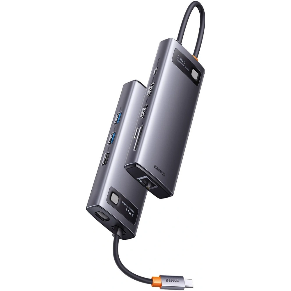 Hurtownia GSM - Hub Baseus Metal Gleam Series 9in1 USB-C - 2xHDMI/2xUSB 3.2 Gen. 1/USB 2.0/Power Delivery/SD-Kartenleser/TF-Kartenleser/RJ-45 grau - BSU3600 - {ean13} - Hurt