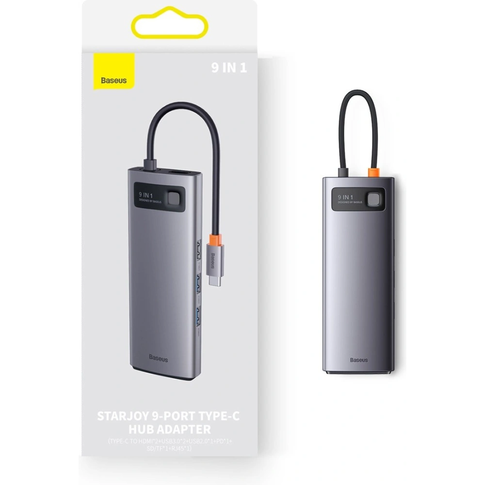 Hurtownia GSM - Hub Baseus Metal Gleam Series 9in1 USB-C - 2xHDMI/2xUSB 3.2 Gen. 1/USB 2.0/Power Delivery/SD-Kartenleser/TF-Kartenleser/RJ-45 grau - BSU3600 - {ean13} - Hurt