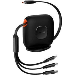 Kabel zwijany Baseus Traction Series 3in1 USB-C - microUSB/USB-C/Lightning Power Delivery 100W 1,7m czarny