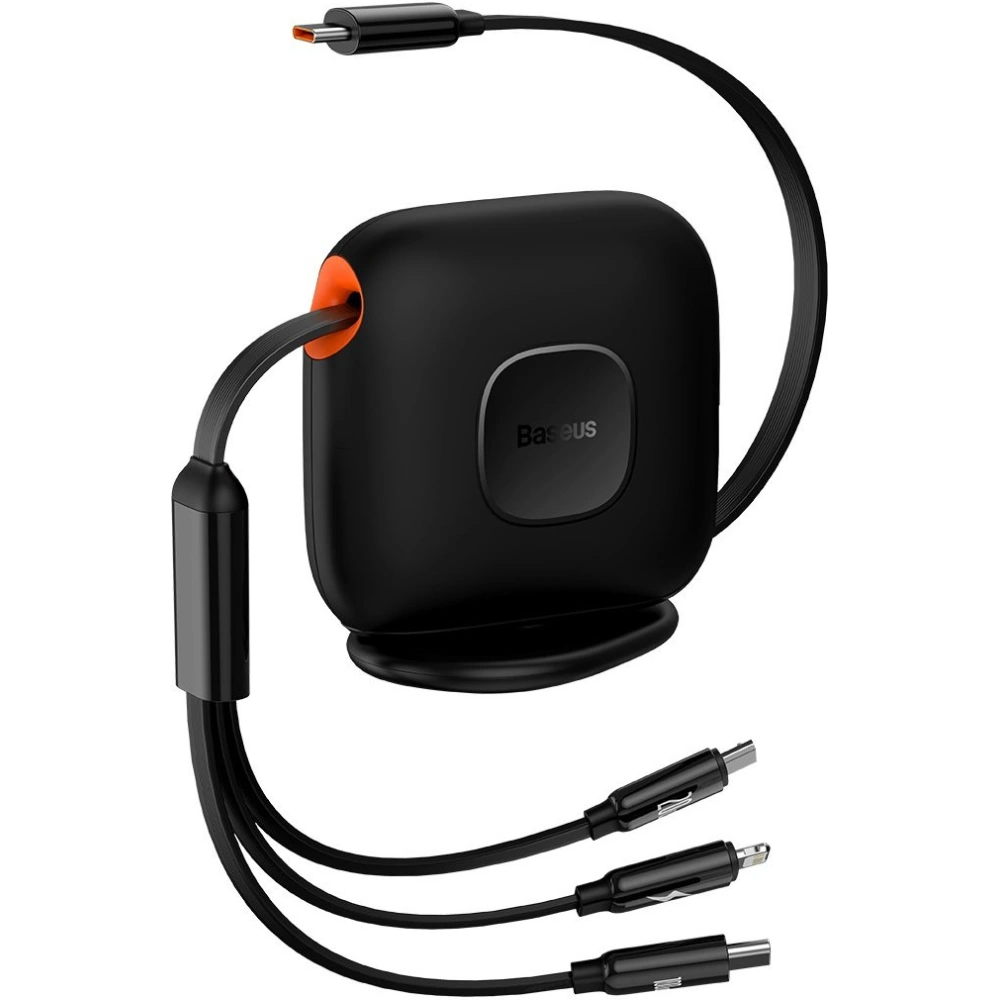 Hurtownia GSM - Zsinór hosszan húzható Baseus Traction Series 3in1 USB-C - microUSB/USB-C/Lightning Power Delivery 100W 1,7m fekete - BSU3603 - {ean13} - Hurt