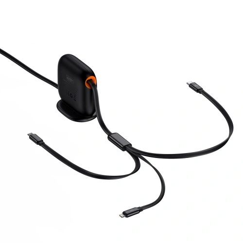 Kabel zwijany Baseus Traction Series 3in1 USB-C - microUSB/USB-C/Lightning Power Delivery 100W 1,7m czarny