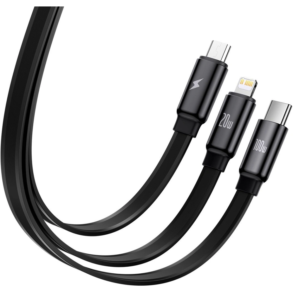 Hurtownia GSM - Zsinór hosszan húzható Baseus Traction Series 3in1 USB-C - microUSB/USB-C/Lightning Power Delivery 100W 1,7m fekete - BSU3603 - {ean13} - Hurt