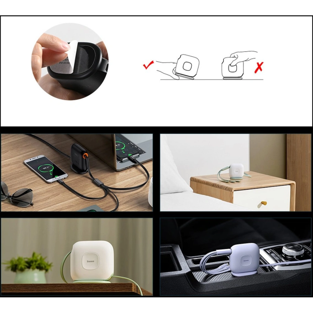 Hurtownia GSM - Zsinór hosszan húzható Baseus Traction Series 3in1 USB-C - microUSB/USB-C/Lightning Power Delivery 100W 1,7m fekete - BSU3603 - {ean13} - Hurt