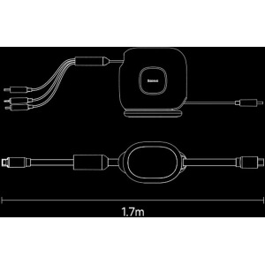 Kabel zwijany Baseus Traction Series 3in1 USB-C - microUSB/USB-C/Lightning Power Delivery 100W 1,7m czarny