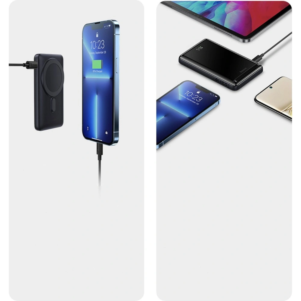 Hurtownia GSM - Powerbank Baseus Magnetic Bracket Wireless Charge MagSafe 10000mAh 20W Overseas Edition niebieski + kabel USB-C Xiaobai 60W 0,5m - BSU3604 - {ean13} - Hurt