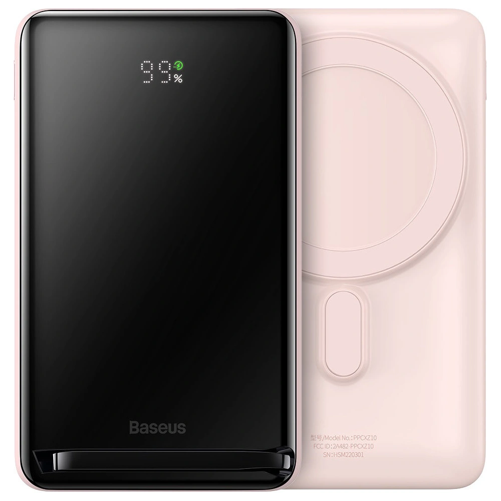 Hurtownia GSM - Powerbank Baseus Magnetic Bracket Wireless Charge MagSafe 10000mAh 20W Overseas Edition różowy + kabel USB-C Xiaobai 60W 0,5m - BSU3606 - {ean13} - Hurt