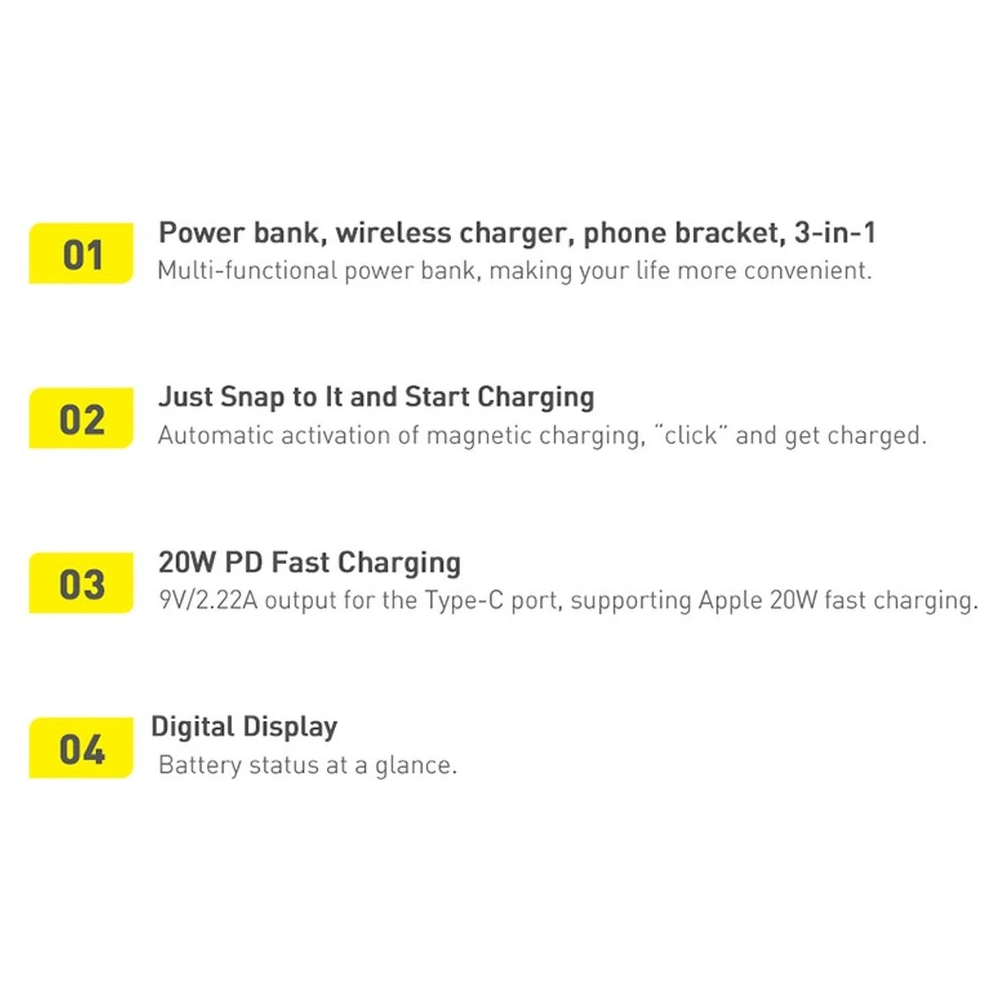 Hurtownia GSM - Powerbank Baseus Magnetic Bracket Wireless Charge MagSafe 10000mAh 20W Overseas Edition różowy + kabel USB-C Xiaobai 60W 0,5m - BSU3606 - {ean13} - Hurt