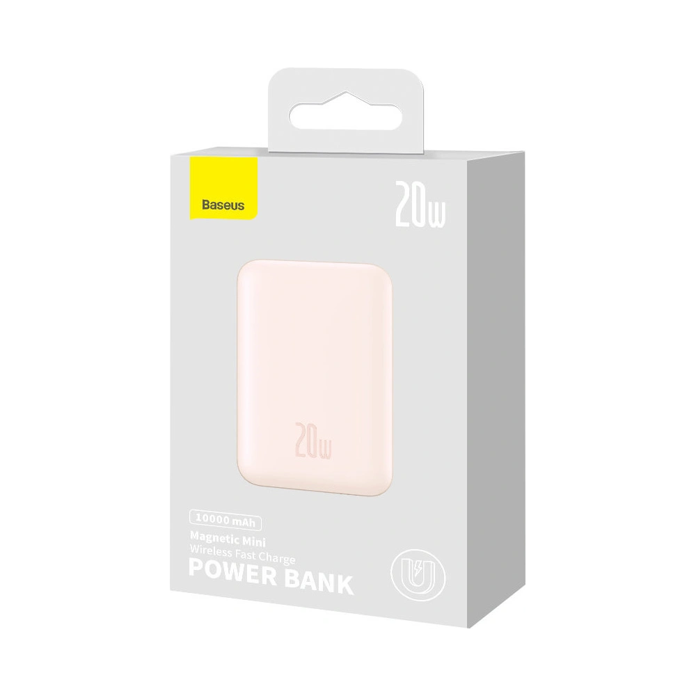 Hurtownia GSM - Powerbank Baseus Magnetic Mini 10000mAh 20W różowy + kabel USB-C/USB-C 60W 0,5m biały - BSU3607 - {ean13} - Hurt