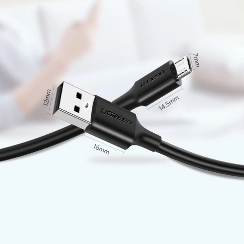 Kabel UGREEN US289 USB/microUSB 2,4A 480Mbps 1,5m czarny