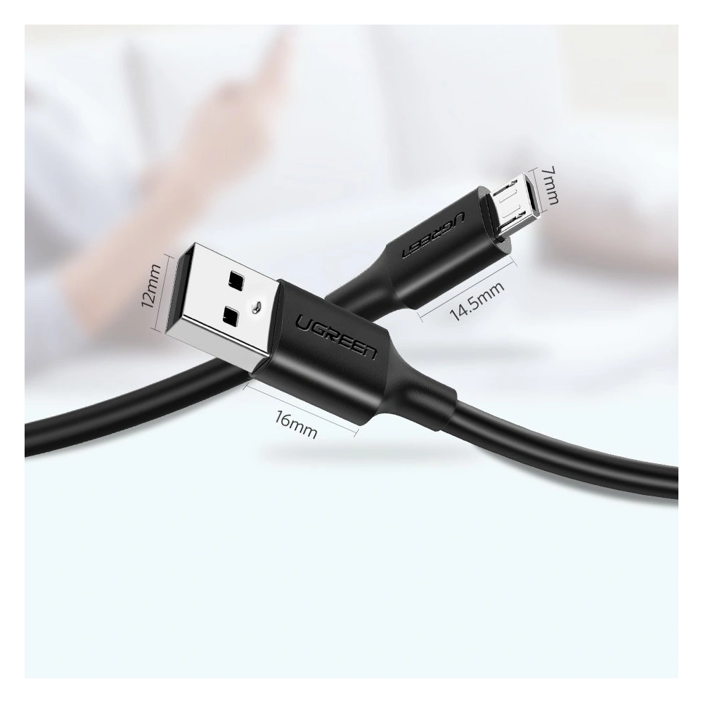 Hurtownia GSM - UGREEN US289 USB/microUSB kábel 2,4A 480Mbps 1,5m fekete - UGR1417 - {ean13} - Hurt