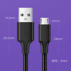 Hurtownia GSM - Kabel UGREEN US289 USB/microUSB 2,4A 480Mbps 1,5m černý - UGR1417 - {ean13} - Hurt