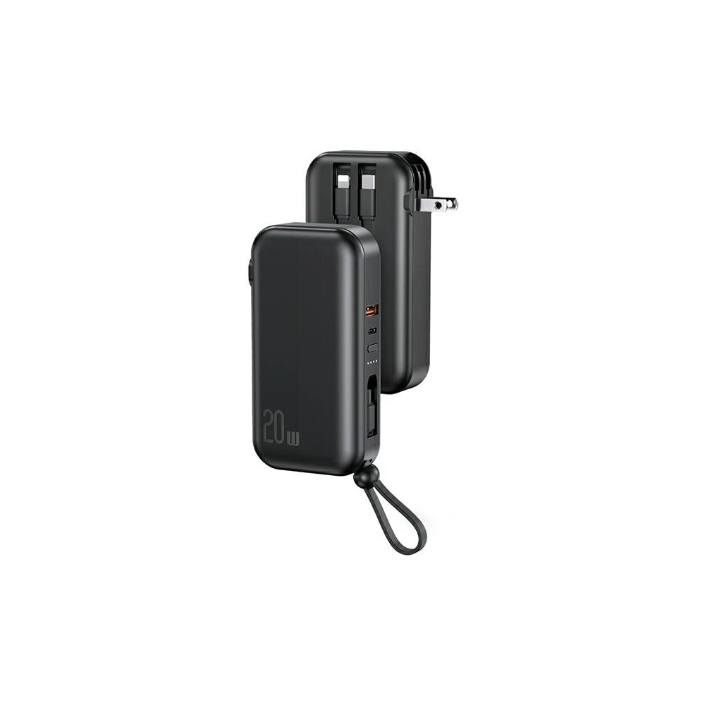 Hurtownia GSM - Powerbank USAMS PB63 3v1 10000mAh 20W QC US+EU zástrčka + kabel USB-C/Lightning/MicroUSB černý/black 10KCD17201 - USA789 - {ean13} - Hurt