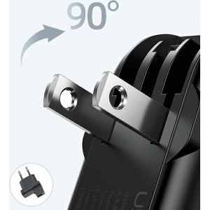 Powerbank USAMS PB63 3in1 10000mAh 20W QC US+EU Plug + kabel USB-C/Lightning/MicroUSB czarny/black 10KCD17201