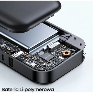 Powerbank USAMS PB63 3in1 10000mAh 20W QC US+EU Plug + kabel USB-C/Lightning/MicroUSB czarny/black 10KCD17201
