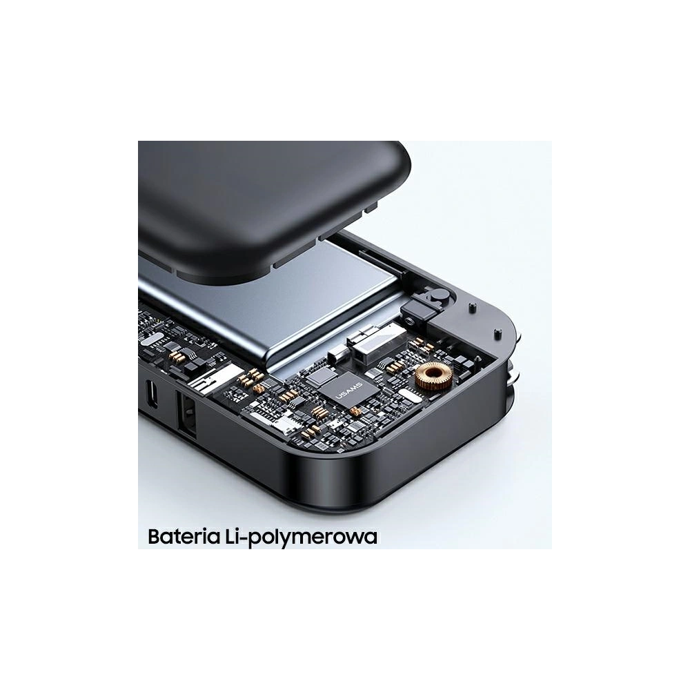 Hurtownia GSM - Powerbank USAMS PB63 3v1 10000mAh 20W QC US+EU zástrčka + kabel USB-C/Lightning/MicroUSB černý/black 10KCD17201 - USA789 - {ean13} - Hurt